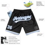 Custom Name Number Authentic Throwback Basketball Shorts Black White Light Blue Personalized Team Sports Wear Personalized