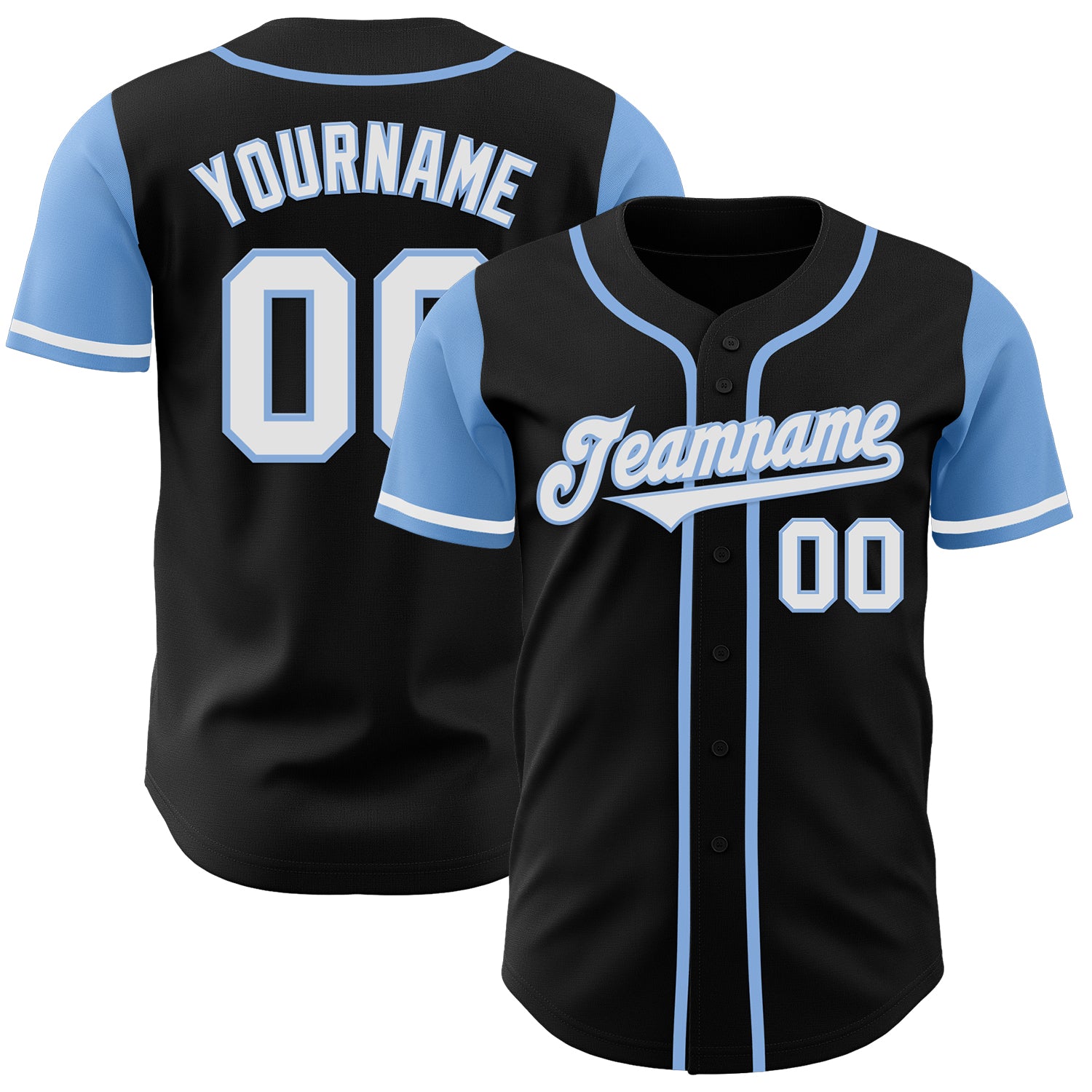 Custom Two Tone Baseball Jersey - Personalized Black White Light Blue with Name and Number Personalized Black White-Light