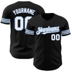 Personalized Black and Light Blue Baseball Jersey for Kids - Custom Name, Youth Size 3 Personalized Black White-Light Blue