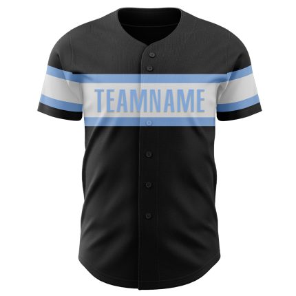 Personalized Baseball Jersey in Black, White, and Light Blue - Custom Sports Apparel Size 4 Personalized Black White-Light