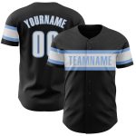 Personalized Baseball Jersey in Black, White, and Light Blue - Custom Sports Apparel Size 4 Personalized Black White-Light