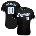 Personalized Light Blue Black White Baseball Jersey for Men and Women Personalized Black White-Light Blue Baseball Jersey