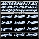 Custom Varsity Letterman Hoodie Jacket - Personalized Black White-Light Blue Bomber with Team Name & Number Personalized