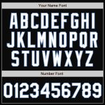 Custom Varsity Letterman Bomber Jacket Personalized with Name and Number - Black White Light Blue Two Tone Full-Snap Personalized