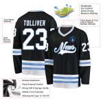 Custom Name & Number Hockey Jersey - Personalized Black & Light Blue Team Jersey Personalized Black White-Light Blue Hockey