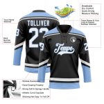Custom Name Number Jersey - Personalized Black White Light Blue Hockey Lace Neck Team Apparel Personalized Black White-Light