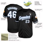 Customizable Baseball Jersey - Black White Light Blue Mesh - Authentic Throwback with Team Name & Number Personalized Black