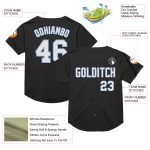 Personalized Authentic Baseball Jersey - Black White Light Blue Mesh Throwback Personalized Black White-Light Blue Mesh Authentic