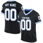 Personalized Black and Light Blue Authentic Throwback Football Jersey - Mesh Design Personalized Black White-Light Blue Mesh