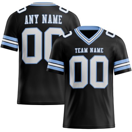Personalized Black White Light Blue Mesh Football Jersey - Custom Sports Apparel 3 Personalized Black White-Light Blue Mesh