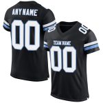 Custom Black White Light Blue Mesh Football Jersey Personalized Design Personalized Black White-Light Blue Mesh Football