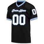 Personalized Football Jersey - Black White Light Blue Mesh Throwback Design Personalized Black White-Light Blue Mesh Throwback