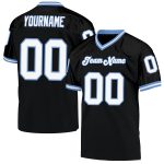 Personalized Football Jersey - Black White Light Blue Mesh Throwback Design Personalized Black White-Light Blue Mesh Throwback
