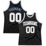 Personalized Throwback Basketball Jersey in Black, White, Light Blue, Old Gold Personalized Black White Light Blue-Old Gold
