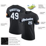 Custom Team Name Number Performance T-Shirt Black White Light Blue - Personalized Athletic Wear Personalized Black White-Light