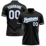 Personalized Performance Vapor Golf Polo Shirt in Black, White, Light Blue Personalized Black White-Light Blue Performance