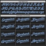 Personalized Black and Light Blue Pinstripe Baseball Jersey - Fashion Split Style Personalized Black White-Light Blue Pinstripe