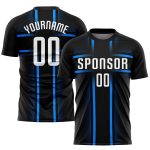 Personalized Soccer Uniform Jersey Black White Light Blue Sublimation Design 3 Personalized Black White-Light Blue Sublimation