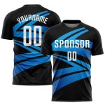Light Blue Black White Personalized Soccer Jersey - Sublimation Uniform 4 Personalized Black White-Light Blue Sublimation