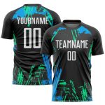 Personalized Sublimation Soccer Jersey - Black White Light Blue Uniform Personalized Black White-Light Blue Sublimation Soccer