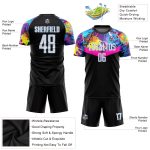 Personalized Soccer Jersey Black White Light Blue Sublimation Uniform Personalized Black White-Light Blue Sublimation Soccer