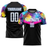 Custom black, white and light blue soccer jersey