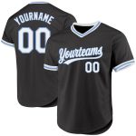 Personalized Black and Light Blue Throwback Baseball Jersey for Men and Women Personalized Black White-Light Blue Throwback