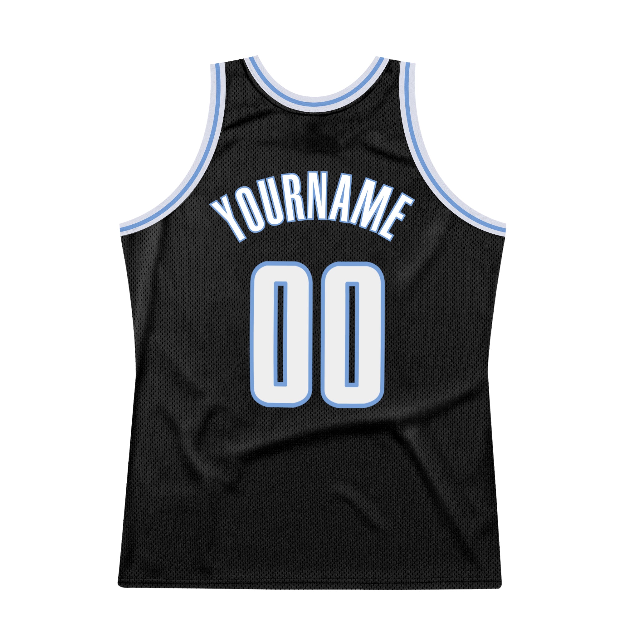 Personalized Black Light Blue Throwback Basketball Jersey for Unique Style Personalized Black White-Light Blue Throwback - Image 6