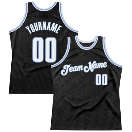 Personalized Black Light Blue Throwback Basketball Jersey for Unique Style Personalized Black White-Light Blue Throwback