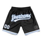 Personalized Black White Light Blue Basketball Shorts for Men and Women Personalized Black White-Light Blue Throwback Basketball