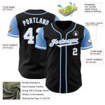 Personalized Two Tone Baseball Jersey - Black White Light Blue Design Personalized Black White-Light Blue Two Tone Baseball