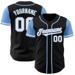 Personalized Two Tone Baseball Jersey - Black White Light Blue Design Personalized Black White-Light Blue Two Tone Baseball