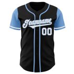 Personalized Two Tone Baseball Jersey - Black White Light Blue Design Personalized Black White-Light Blue Two Tone Baseball