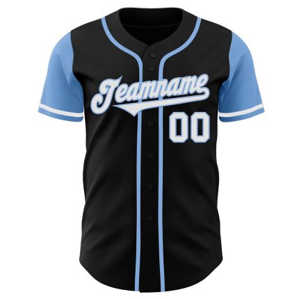 Personalized Two Tone Baseball Jersey - Black White Light Blue Design Personalized Black White-Light Blue Two Tone Baseball