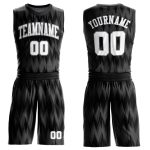 Personalized Basketball Jersey Suit - Black White-Light Gray Round Neck Sublimation Design Personalized Black White-Light