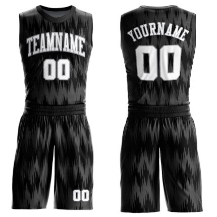 Custom Basketball Jersey with Name and Number - Personalized Round Neck Black White-Light Gray Suit Personalized Black White-Light