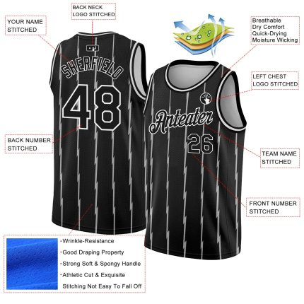 Custom Black and White City Edition Basketball Jersey for Men and Women Personalized Black White Lines City Edition Basketball