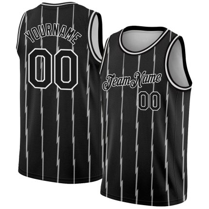 Custom Black and White City Edition Basketball Jersey for Men and Women Personalized Black White Lines City Edition Basketball