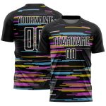 Personalized Soccer Uniform Jersey - Black White Lines Design, Sublimation, Size 2 Personalized Black White Lines Sublimation