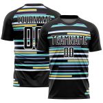 Personalized Soccer Jersey, Black White Lines Design, Youth Uniform for Teams Personalized Black White Lines Sublimation