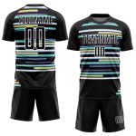 Personalized Soccer Jersey, Black White Lines Design, Youth Uniform for Teams Personalized Black White Lines Sublimation