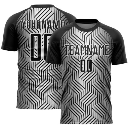 Custom Soccer Jersey - Black White Lines Sublimation Uniform для boys and girls Personalized Black White Lines Sublimation