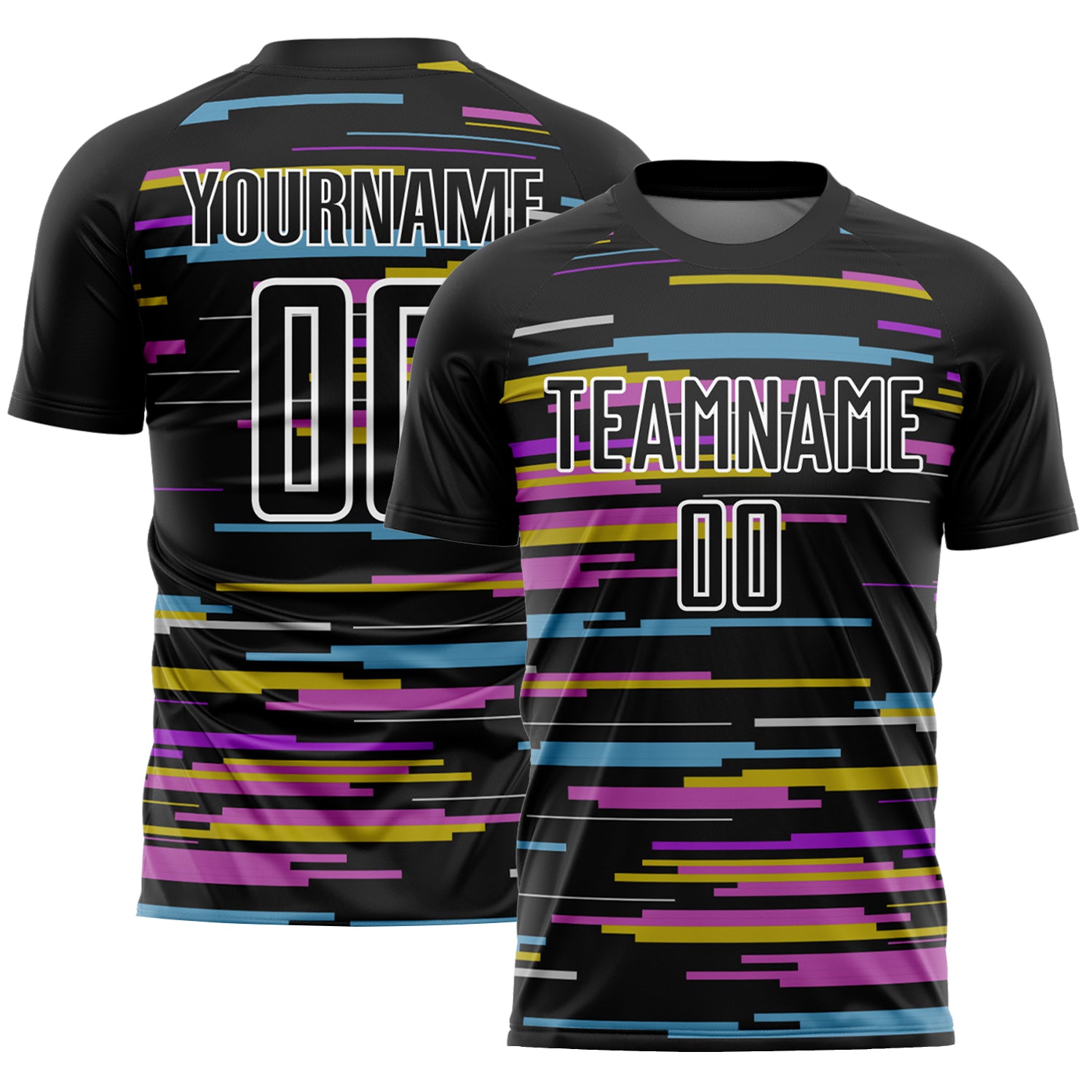 Custom Sublimation Soccer Jersey - Black and White Lines Design Personalized Black White Lines Sublimation Soccer Uniform