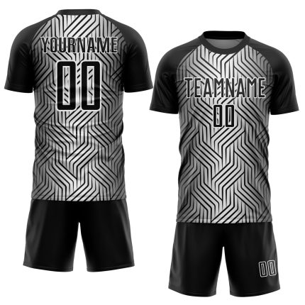 Custom Soccer Jersey - Black White Lines Sublimation Uniform для boys and girls Personalized Black White Lines Sublimation