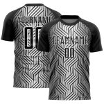 Custom Soccer Jersey with Personalized Name and Number - Black White Lines Sublimation Team Sportswear Personalized Black