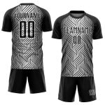 Custom Soccer Jersey with Personalized Name and Number - Black White Lines Sublimation Team Sportswear Personalized Black