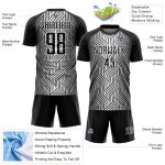 Custom Soccer Jersey with Personalized Name and Number - Black White Lines Sublimation Team Sportswear Personalized Black