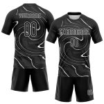 Custom Volleyball Uniform Jersey with Personalized Name and Number - Black and White Liquid Fluid Sublimation Design Personalized