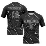 Custom Volleyball Uniform Jersey with Personalized Name and Number - Black and White Liquid Fluid Sublimation Design Personalized