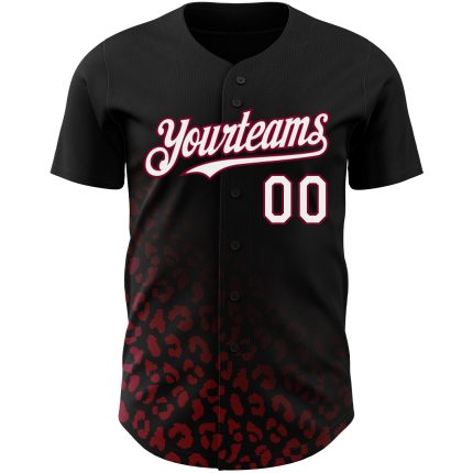 Personalized 3D Leopard Print Fashion Baseball Jersey - Black, White, Maroon Color Fade Personalized Black White-Maroon 3D